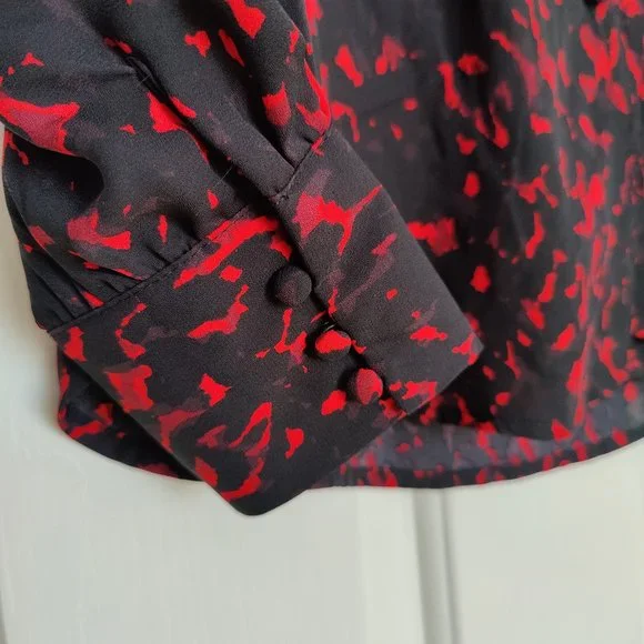 Lily Morgan Small Red / Black Button down blouse - Picture 3 of 4